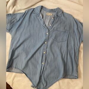 madewell chambray tie front top